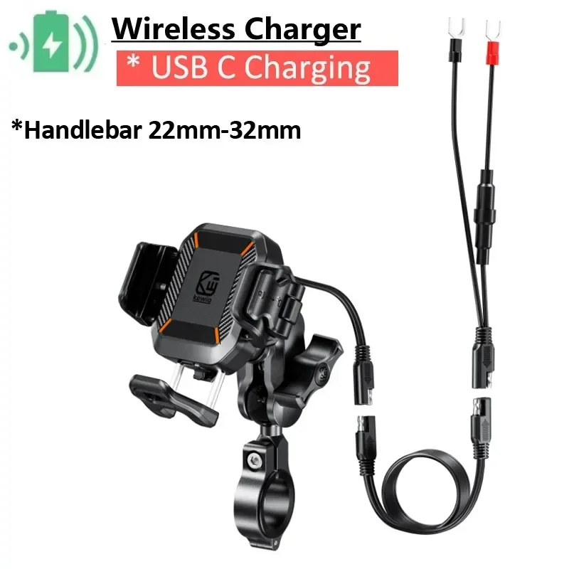 

Motorcycle Phone Holder 15W Wireless Charger & 36W USB C Fast Charging Shockproof Motorbike Bicycle Bike Phone Stand