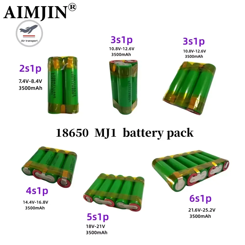 

18650 Li-Ion battery pack 7.4 V-24V 3500mAh MJ1 , welding battery 2S1P 3S1P 4S1P 5S1P 6S1P