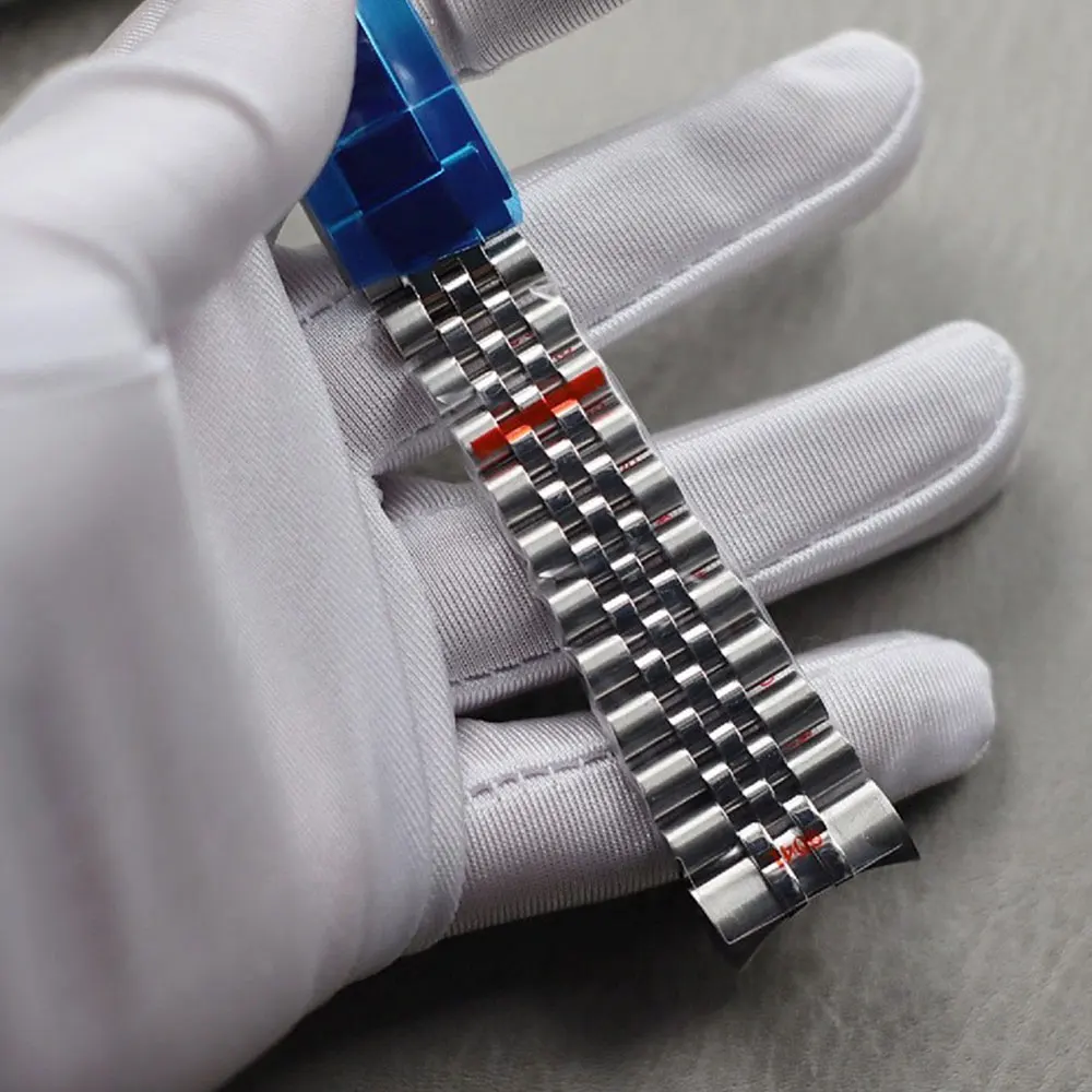 ل Sub Log NH34 NH35 ساعة سوار 904L الفولاذ المقاوم للصدأ الإنزلاق قفل المشبك 20 مللي متر عرض الفضة الرئاسية الصلبة معصمه #5