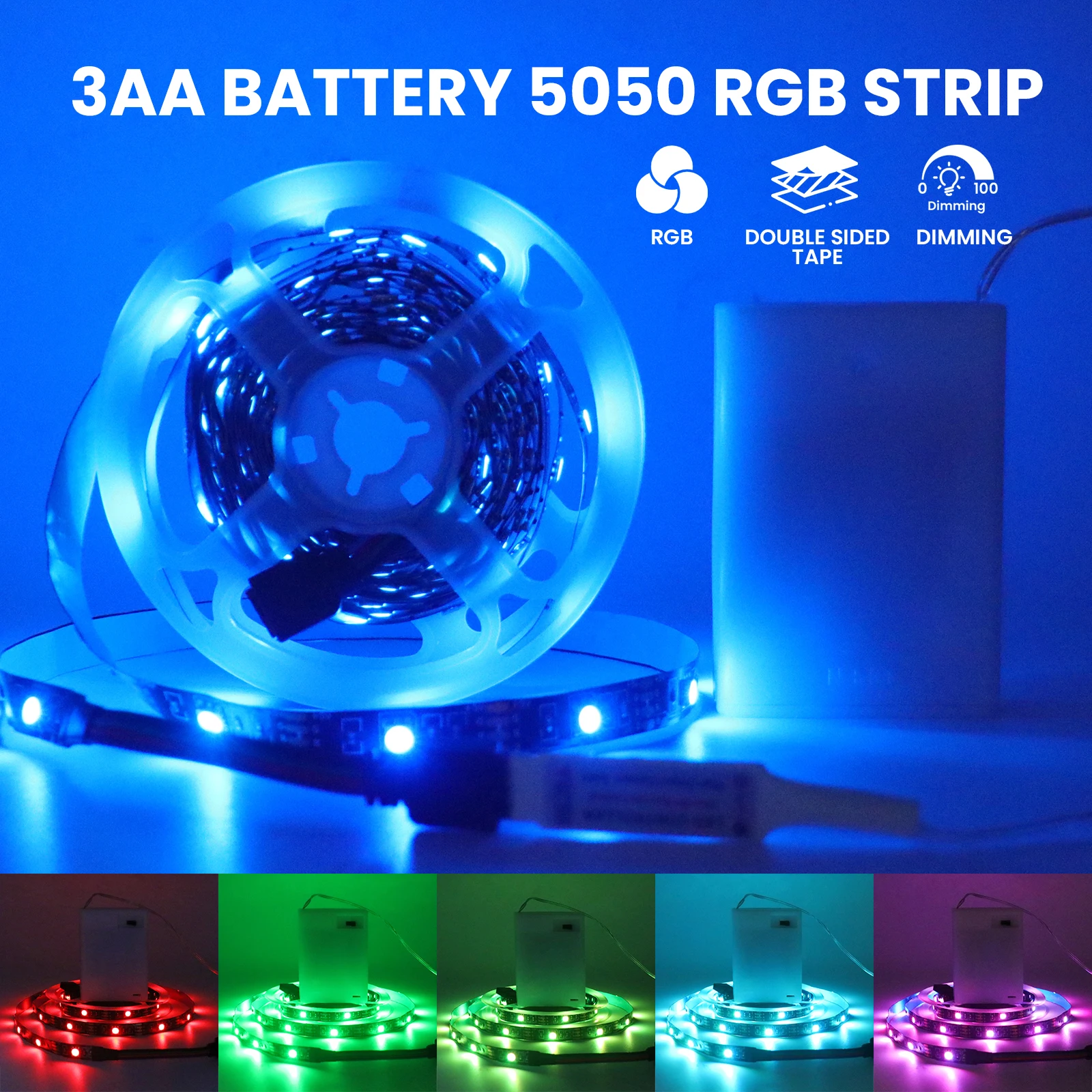 3AA Battery RGB LED Strip Light 5V Bluetooth Flexible LED Tape 5050 Waterproof LED Ribbon for TV Background Night Light