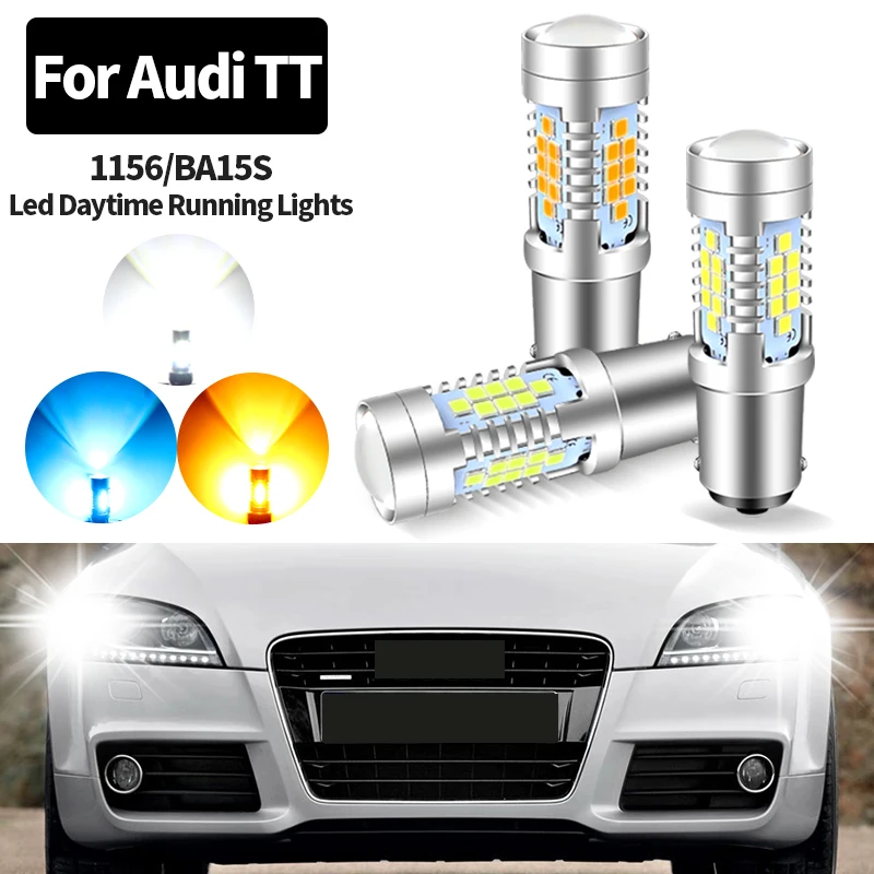 2pcs CANbus ไม่มีข้อผิดพลาด LED ไฟวิ่งกลางวัน DRL หลอดไฟ P21W BA15S 1156 สําหรับ Audi TT 8J 2006 2008 2009 2010 2011