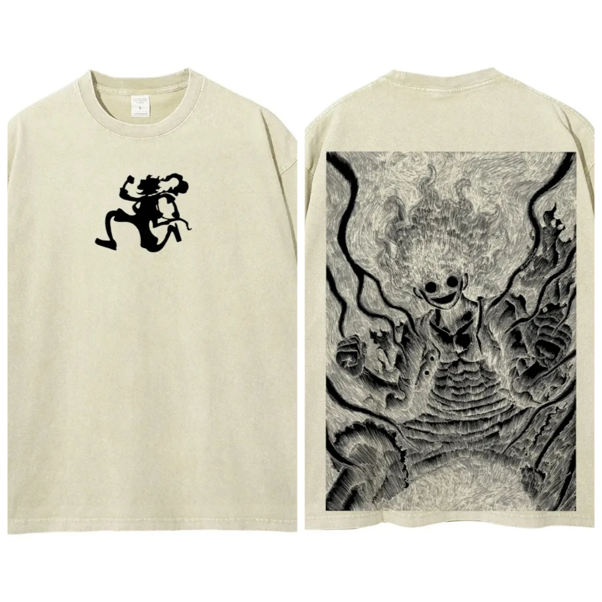 Uma peça 2026 nova camiseta impressa quente casual verão wear roupas de rua masculina camiseta lavada e velho confortável pop