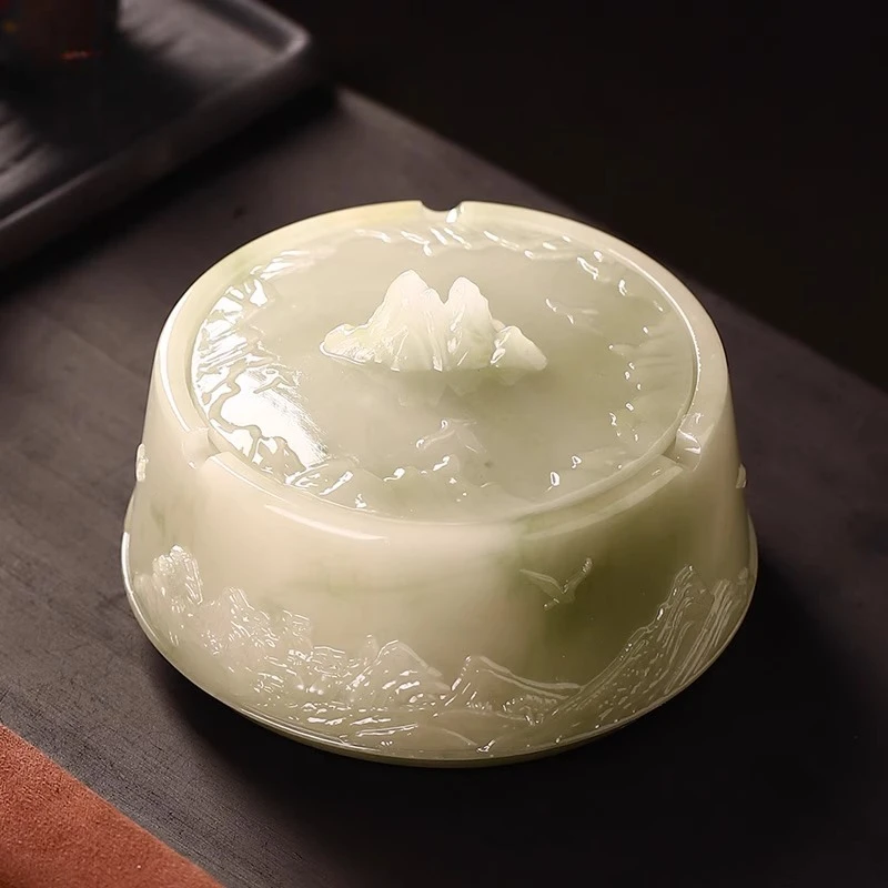 

Большая табачная пепельница с рельефным рисунком гор, закрытая, с защитой от разлетания пепла, украшение для журнального столика