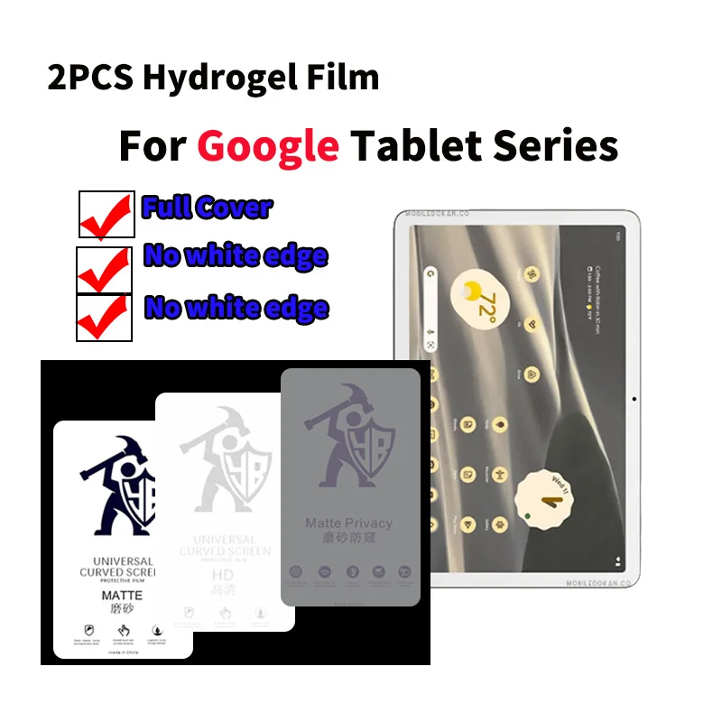 2 uds para Google Pixel Tablet Nexus 10 pantalla Protentor HD película protectora de hidrogel no vidrio