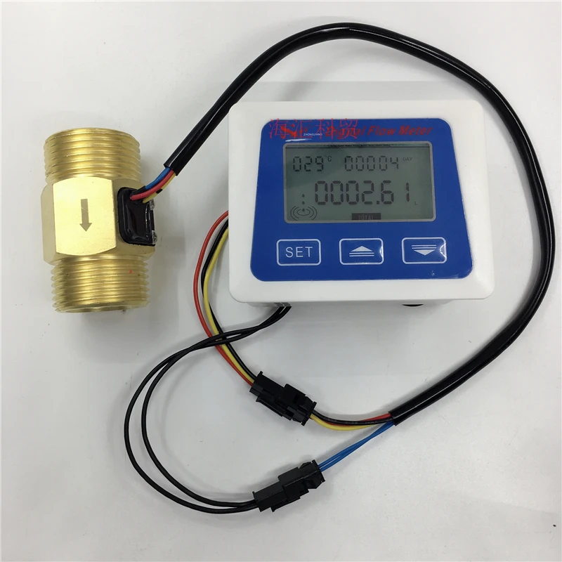 Intelligent electronic digital flowmeter display meter, with 1 inch water flow sensor