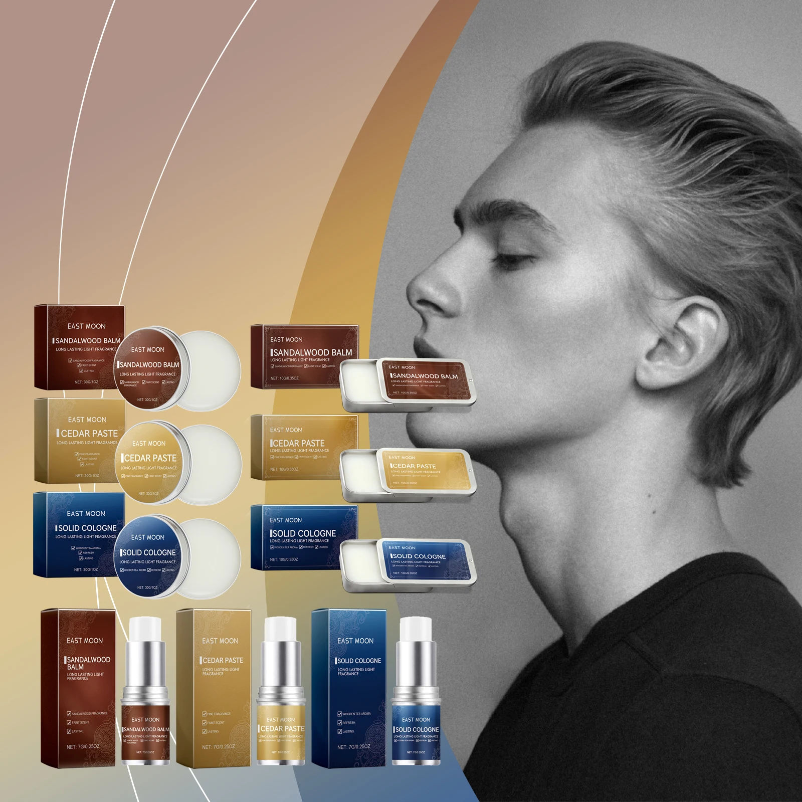 

Men Sandalwood Balm Series Lasting Scent Keep Fresh Dating Flirting Improve Temptation Portable Body Light Fragrance Solid Balms