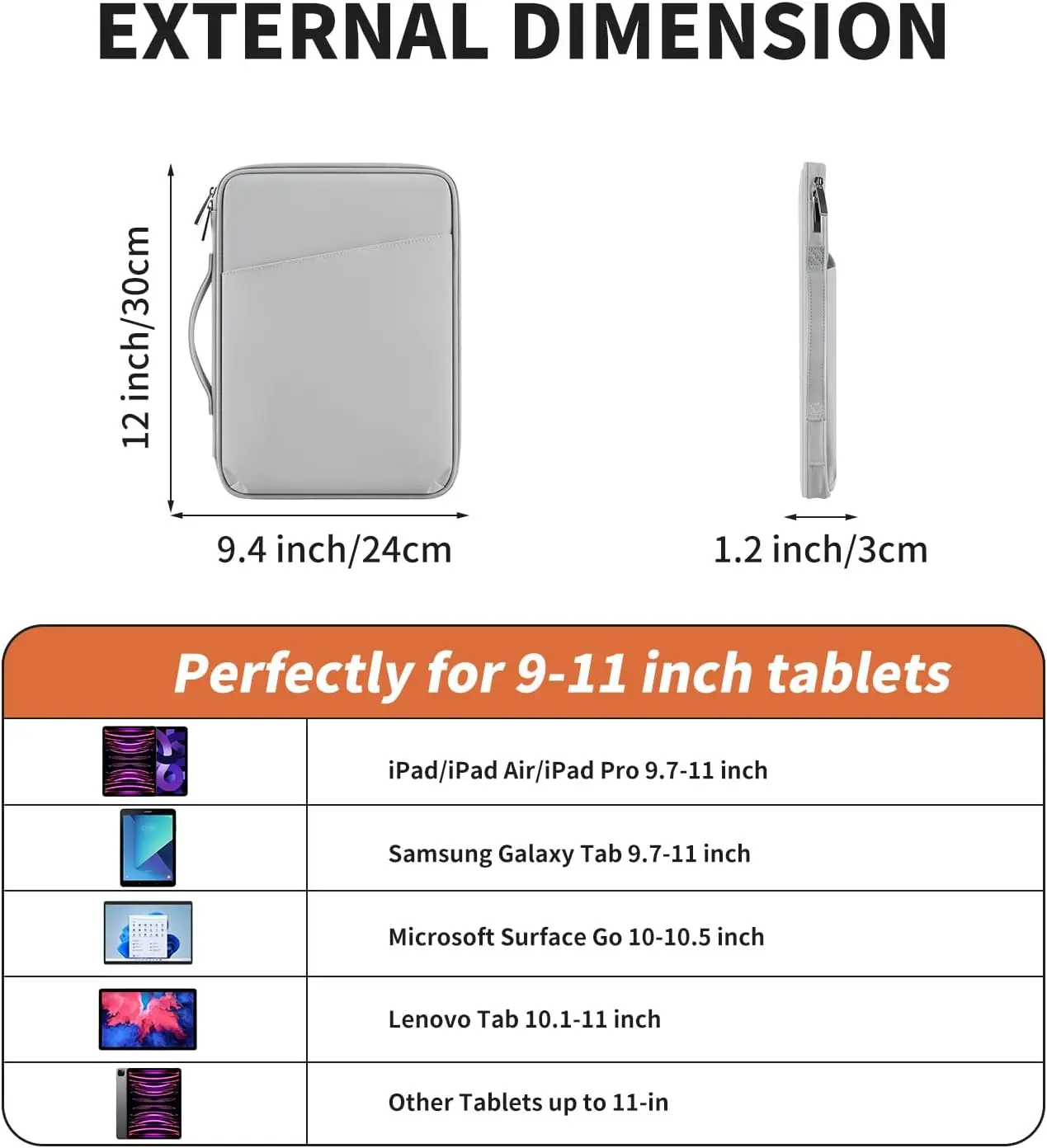 حقيبة حمل بمقبض للكمبيوتر اللوحي مقاس 9-11 بوصة مع حزام كتف يناسب iPad Pro 11 بوصة، iPad 10th 10.9، iPad Air 5/4th 10.9