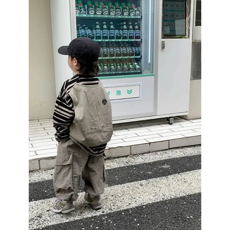 

Boys Sets Sweatshirt Pants Two-piece Suits Children's Clothes Spring Autum Korean Fashion Round Neck Pullover Cargo Pants Suits