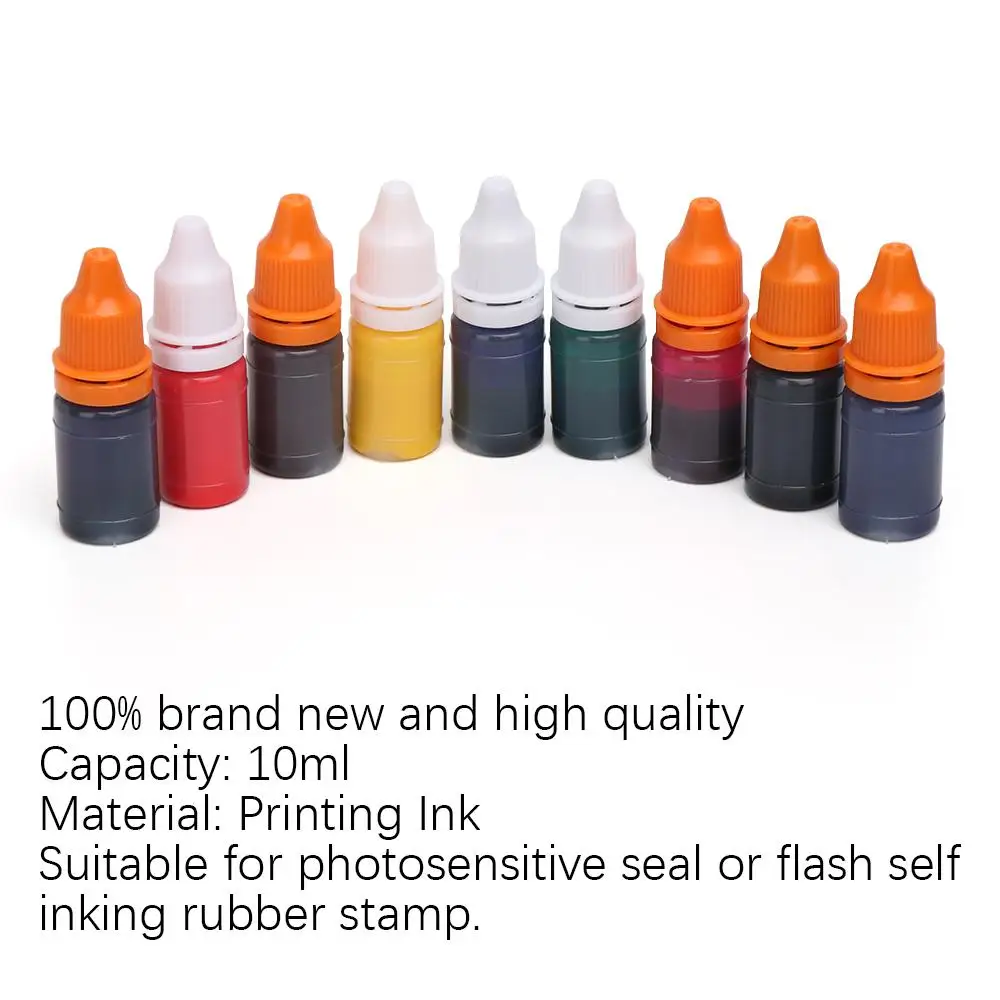 8ml 9 Color Useful Colorful Oil DIY craft Inkpad Photosensitive Seal Scrapbooking Stamping Machine Flash Refill Ink
