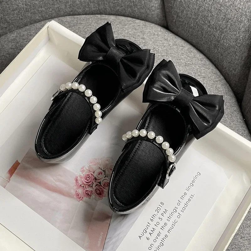 Fashion Baby Girl Princess Leather Toddler Child Teen Bow Pearl Shoes Soft Bottom Shoes Spring Autumn Summer Baby Shoes