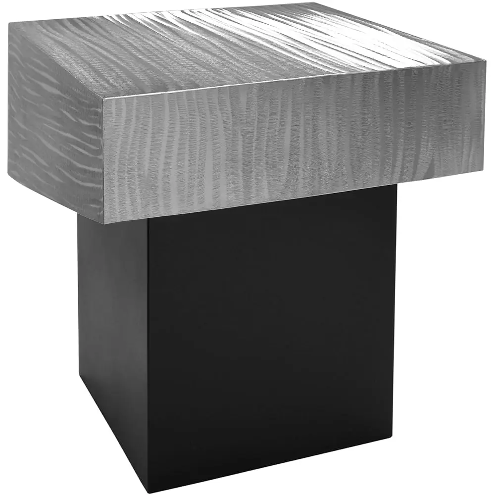 

Palladium Collection Modern | Contemporary Textured Top End Table With Matte Bla Metal Base, 18"" W X 18"" D X 20"" H, Rich