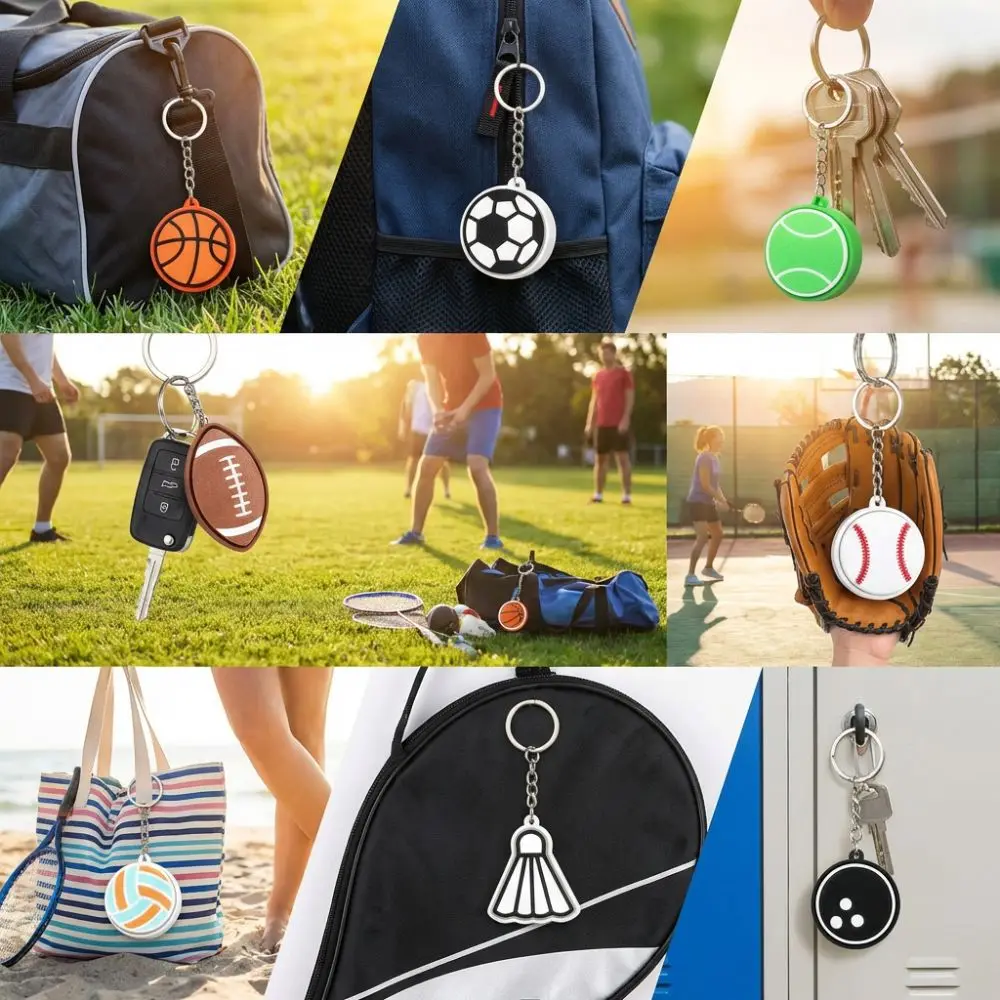 3D Printed Sports Balls Clicker Key Chain Sport Theme Cartoon Sensory Clicker Football Tennis Basketball Baseball Key Ring