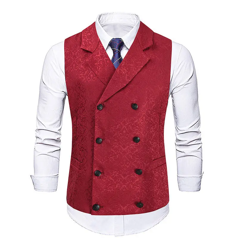 

2025 Autumn New Men's Casual Vest Slim and Fashionable Printed Versatile Button Splicing Business Vest