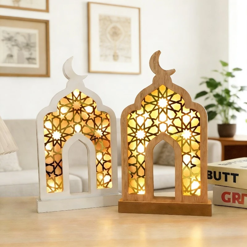 

LED Lighted Wooden Ornaments – Glowing Home Decor for Living Room, Tabletop, Party Decoration & Festival Display