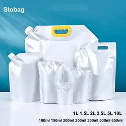 StoBag Liquid Packaging Drinking Nozzle Bags Aluminum Foil Stand Up Large for Beer Juice Beverage Storage Pouch Outdoor Portable