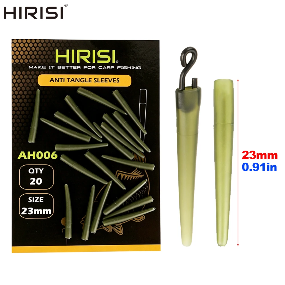 Hirisi AH006 20Pcs Carp Hair Rig Rubber Anti Tangle Sleeves Hook Link Anti Twist Tubing Carp Rig Terminal Angling Tackle