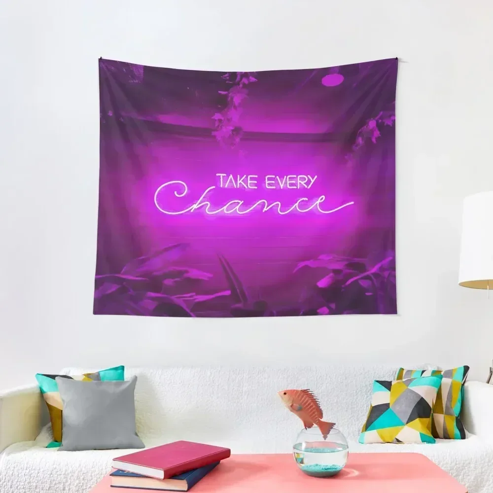 Take Every Chance Neon Sign Purple Tapestry Bedroom Decor Aesthetic Room Ornaments Tapestry