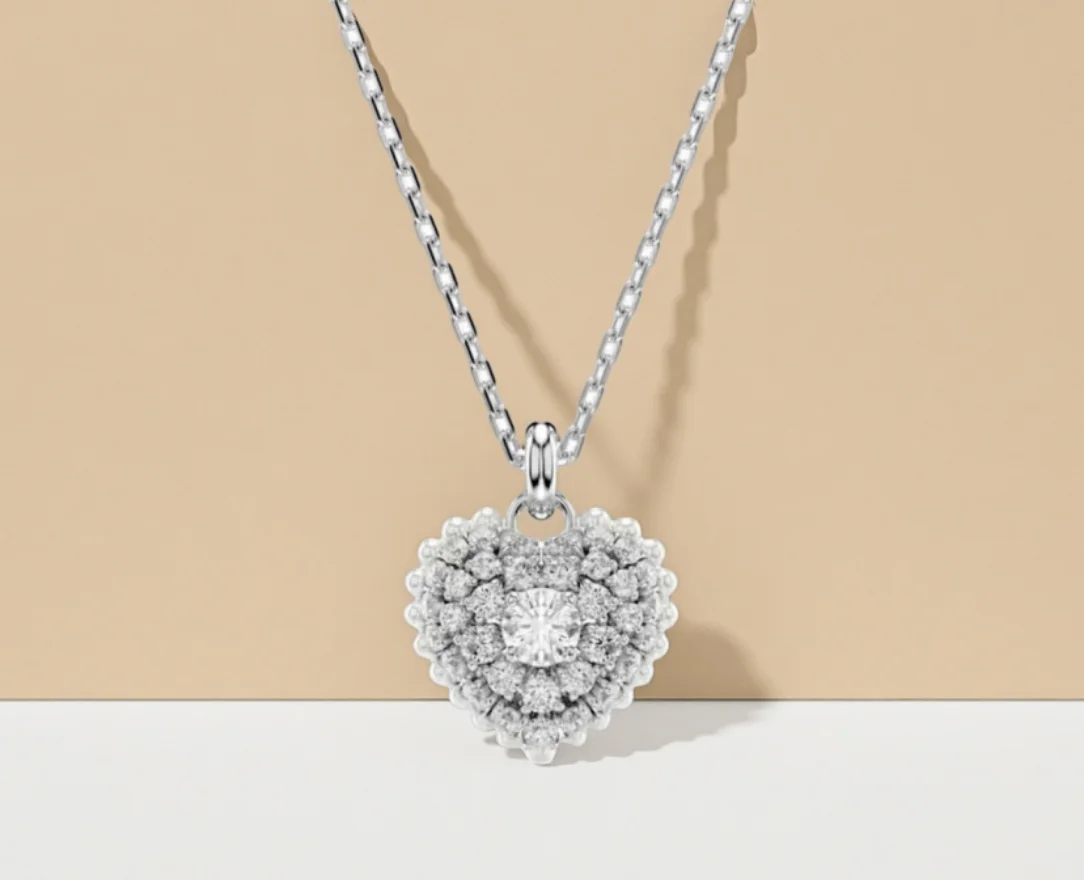 

Platinum heart-shaped zircon pendant s925 trendy fashion light luxury fairy style layered date confession artifact