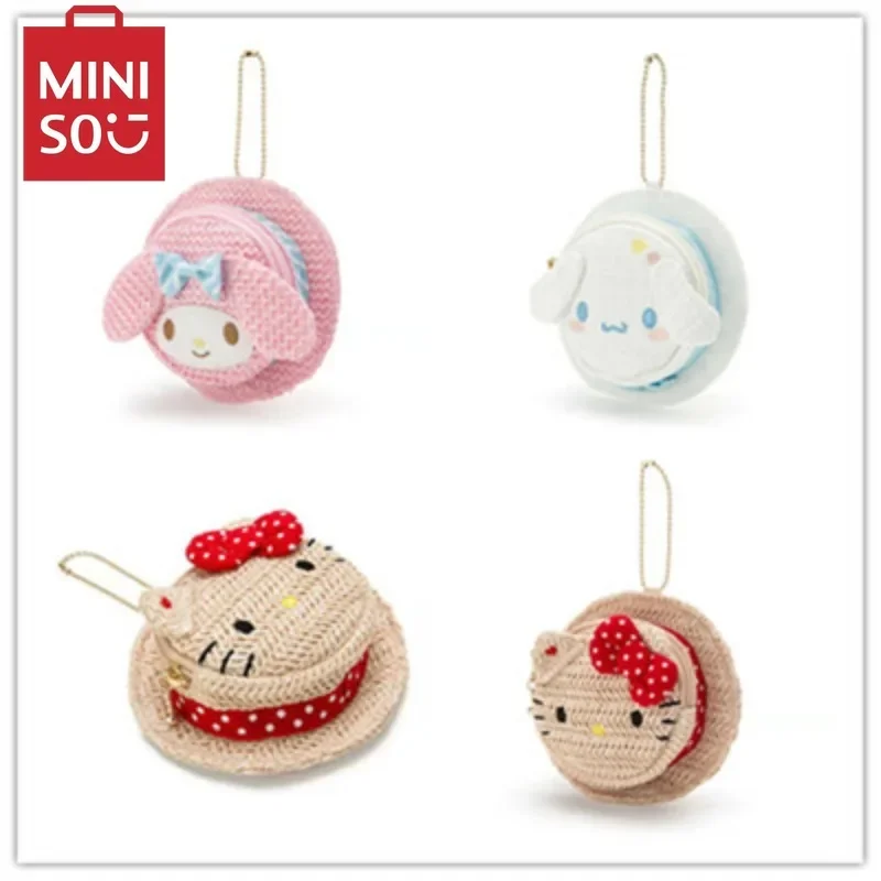 MINISO sanrio Cartoon cute creative coin purse straw hat shape storage bag cinnamoroll bag pendant student carry-on small bag