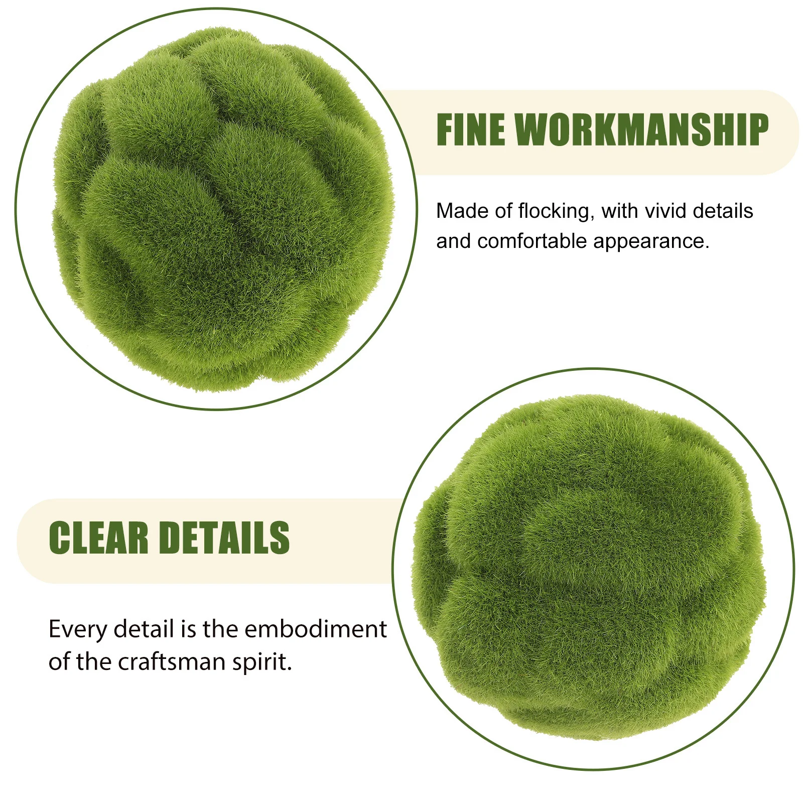 

2Pcs Artificial balls Flocking Decorative Green Moss Decor Indoor Plant Ornament Bowl Filler Home Garden Centerpiece