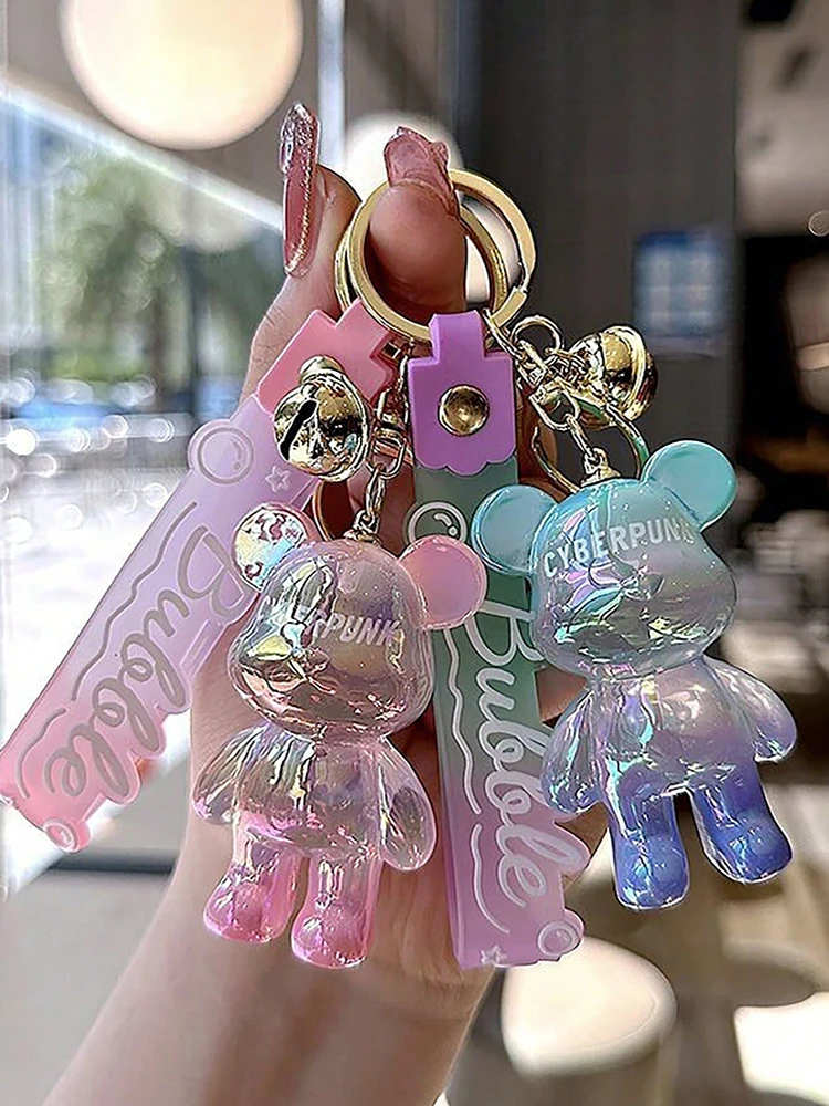 Image of Kreative Persönlichkeit Farbverlauf Farbige Teddybär Schlüsselanhänger Koreanische Version Tasche Anhänger Zubehör