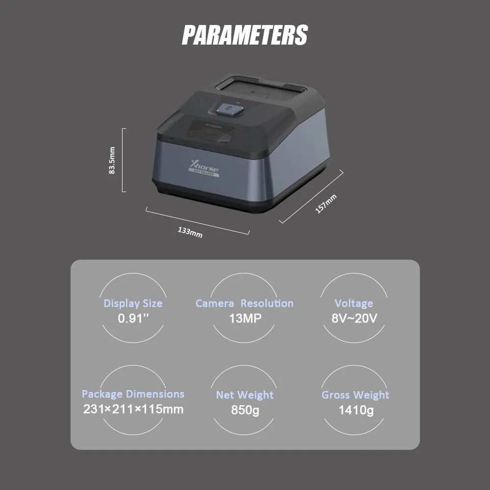 Xhorse XDKP00GL Key Reader Multiple Key Types Supported Portable Key Identification Device With Optical Imaging Technique