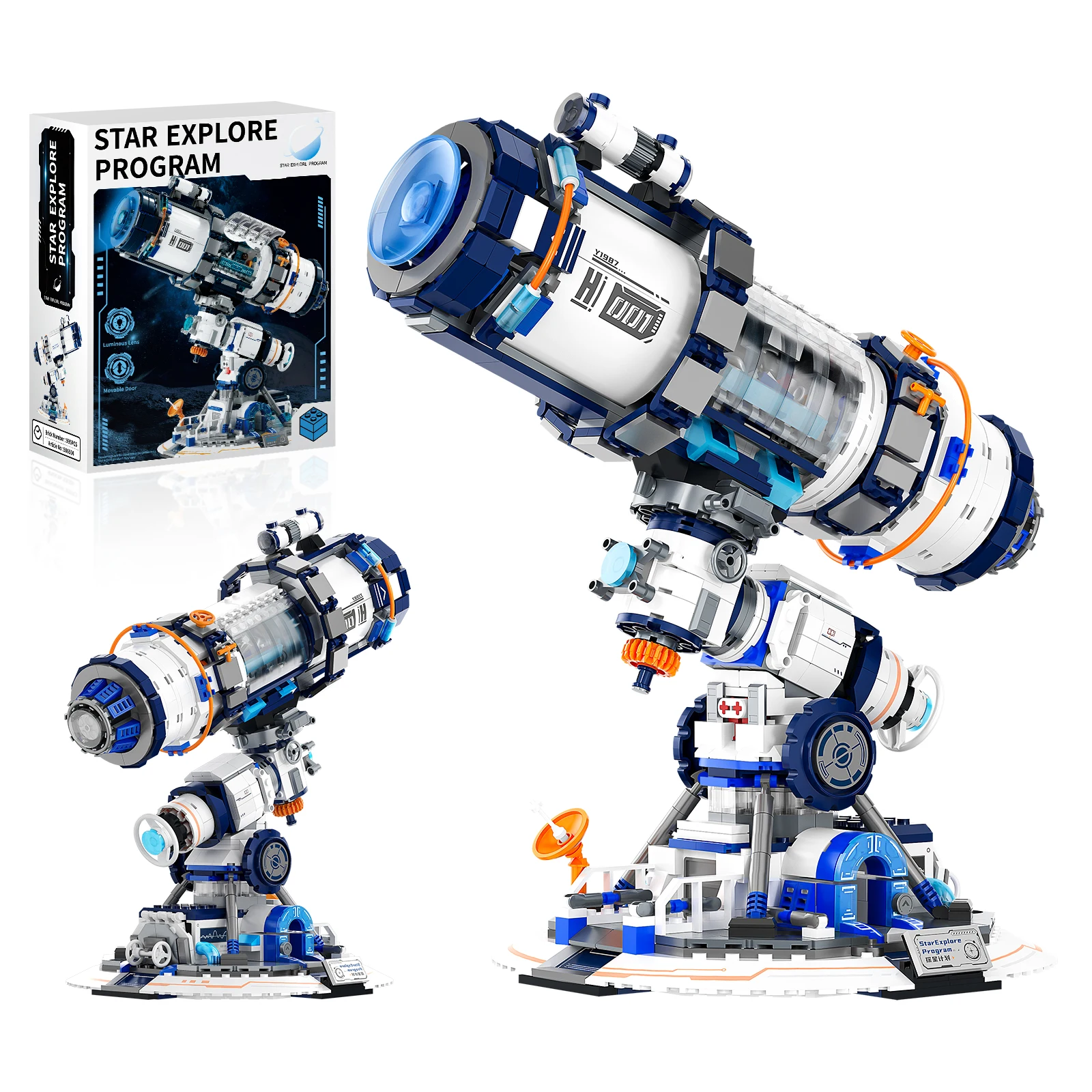 

Space Telescope Building Blocks Space Planet Building Toys with Lights Space Exploration Telescope Model Kits