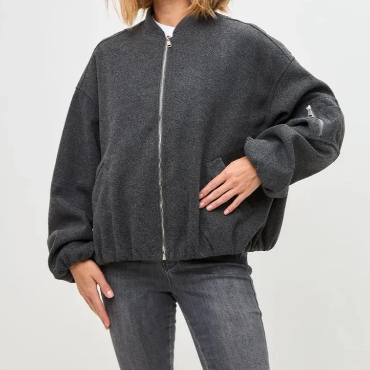 

Loose Fit Stand Collar Jaet Outerwear for Women Autumn Winter New Sle Casual Woolen Coat with Hood Made in China