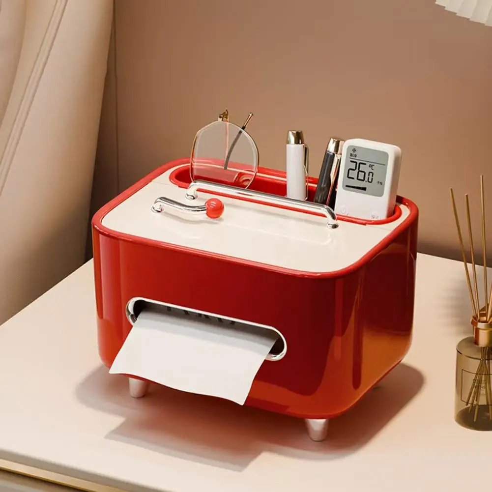 Tissue Box with Phone Holder Multifunctional Modern Style Organizer High Feet Moisture-proof Design Tissue Holder