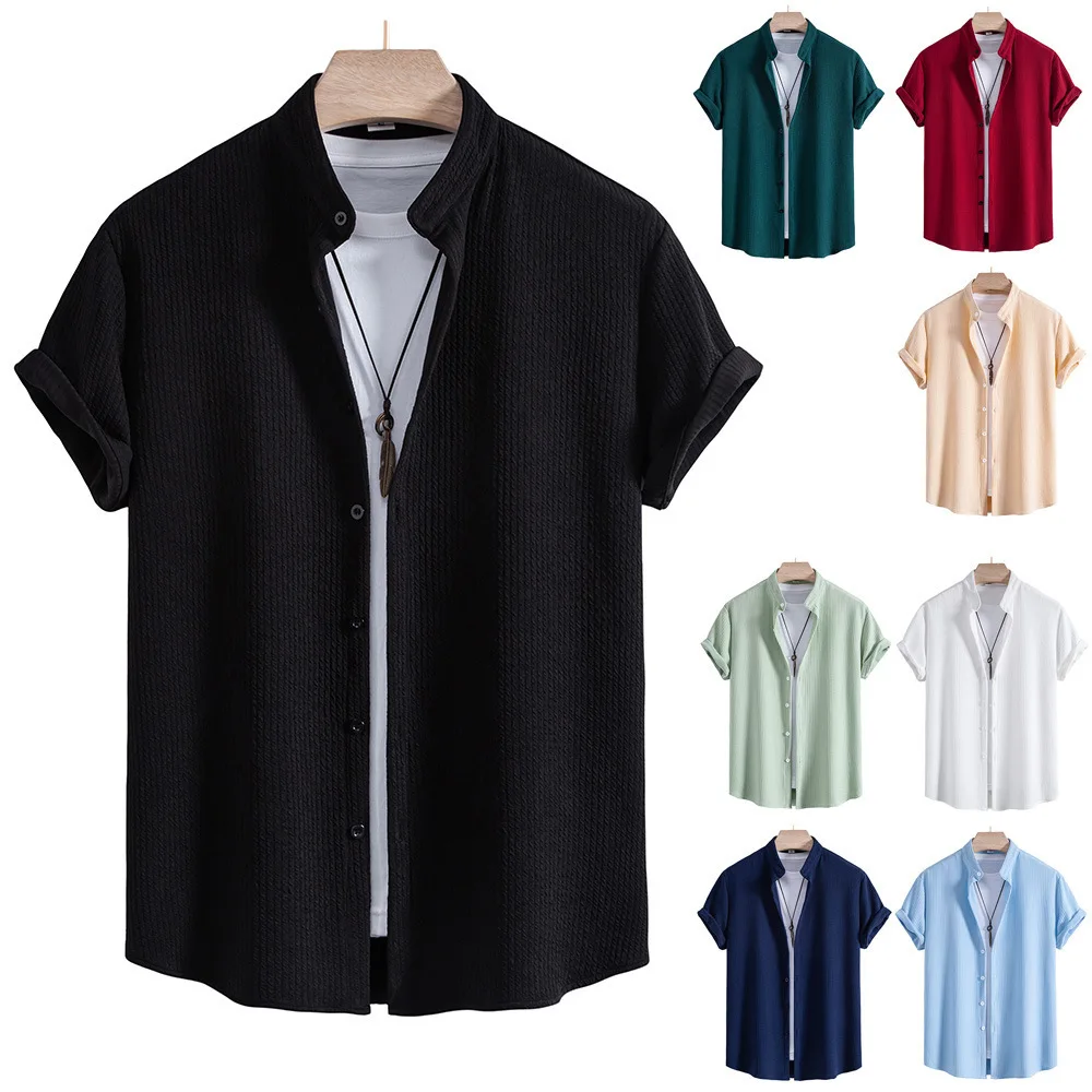 

Men's Short Sleeve Casual Shirt 2025 Lapel Style Comfortable Fit Other Material 100% Summer Collection Deformation Resistant