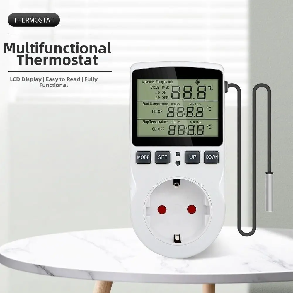Display digital temporizador soquete sensor sonda design compacto termostato digital temporizador interruptor tomada controlador de temperatura