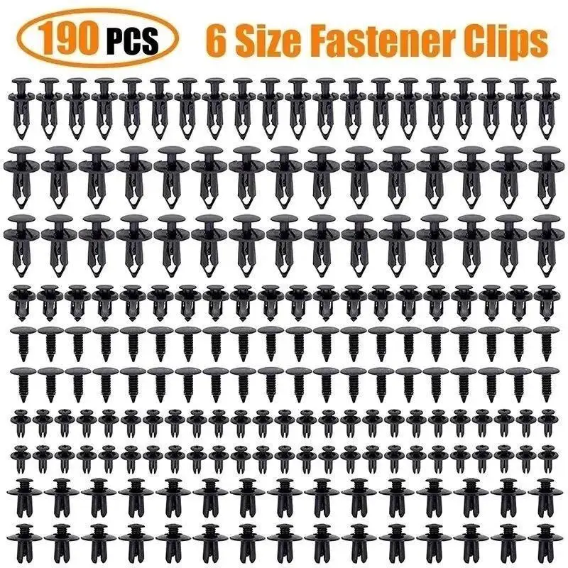 190 PCS Multi Size Universal Car Retainer Clips Durable Nylon Bumper Fasteners for Auto Interior Exterior Repair