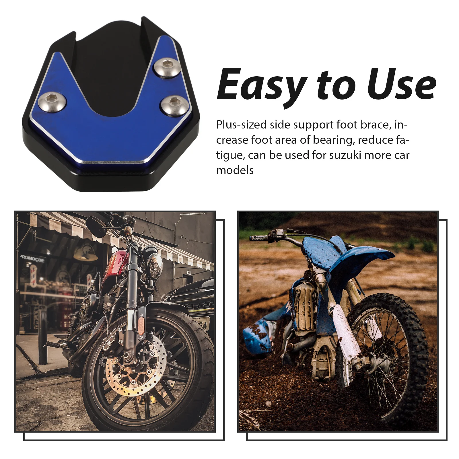 

Motorcycle Kickstand Pad Antislip Mat Side Stand Support Plate Durable Accessories Motorcycle Kickstand Pad Side Stand Pads