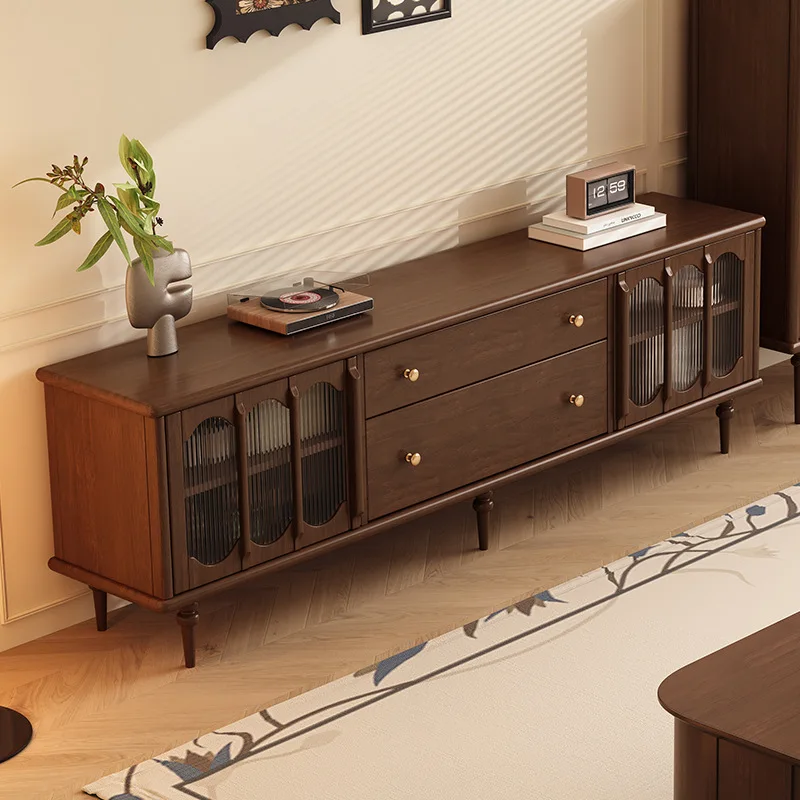 باب خزانة زجاجية على طراز العصور الوسطى، خزانة صوتية وبصرية من الخشب الصلب، تصميم أمريكي لغرفة المعيشة، جدار تخزين، خزانة تلفزيون، كابينة جانبية #4