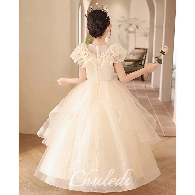 First Communion Dresses, Toddler Dresses, Junior Bridesmaid Dresses, Light Champagne Girl's Dresses, Flower Girl's Dresses, Roun