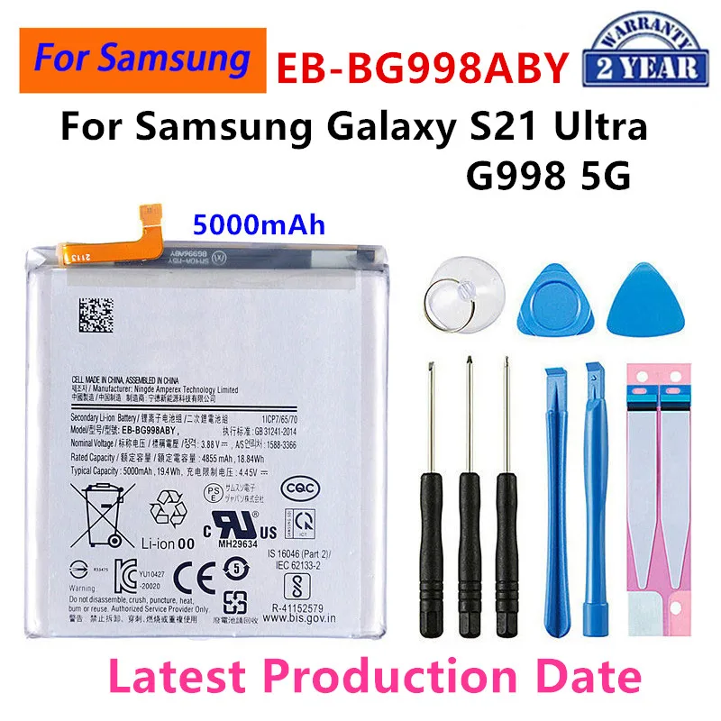 Brand New EB-BG998ABY 5000mAh Replacement  Battery for Samsung Galaxy S21 Ultra  G998 5G Mobile Phone Batteries+Tools