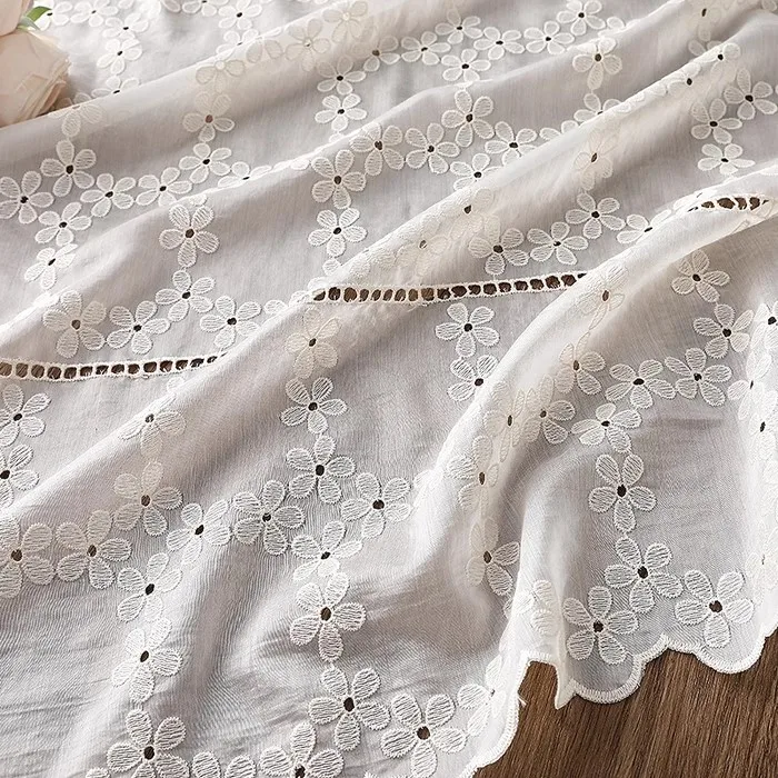 

High quality semi transparent tissus Floral embroidery fabric Dress shirt princess dress baby dress fabric for clothingpatchwork