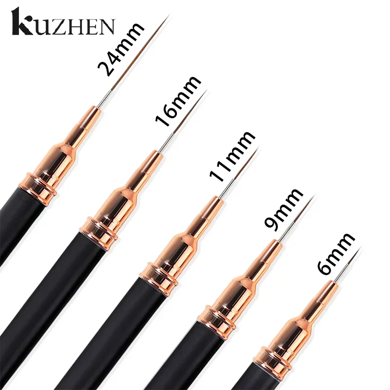 5 pezzi/set pennello professionale per nail art per la progettazione di pittura a strisce, pennelli per nail art con rivestimento in gel per unghie 7/9/11/15/20mm