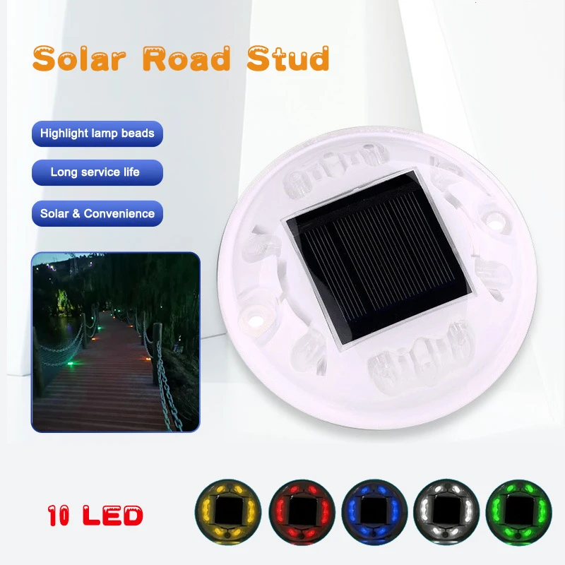 Pavimento de plástico de forma redonda para PC, marcador LED IP68 de 8, 10, de Hemisferio forma elevada, Ojo de gato, tachuelas solares de carretera, 360 verde ovalado