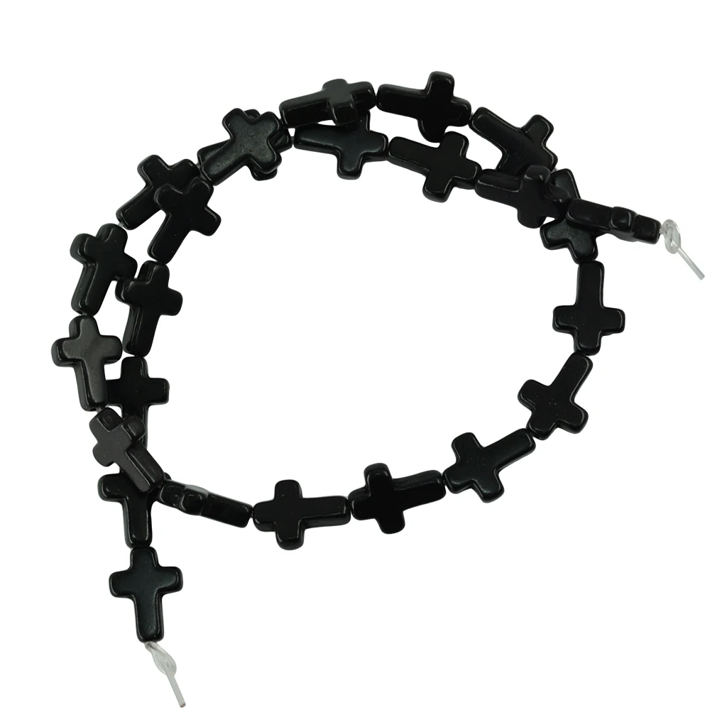 2 rozmiary 16x12mm 10x8mm czarne mieszane kolory syntetyczne Howlite turkusowy krzyż luźne koraliki