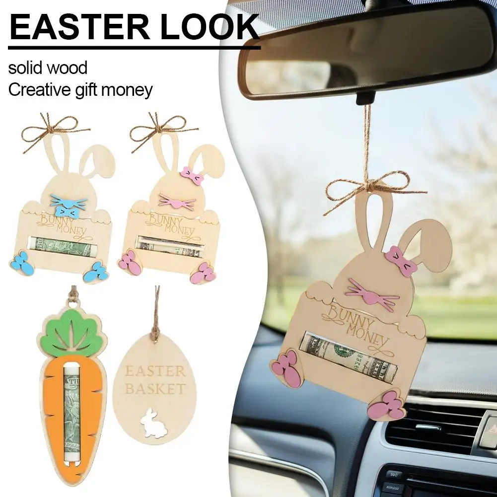 

Bunny Money Easter Car Rear View Mirror Hanging Ornament, Festive Automobile Decoration for Holiday Look Interior Decor