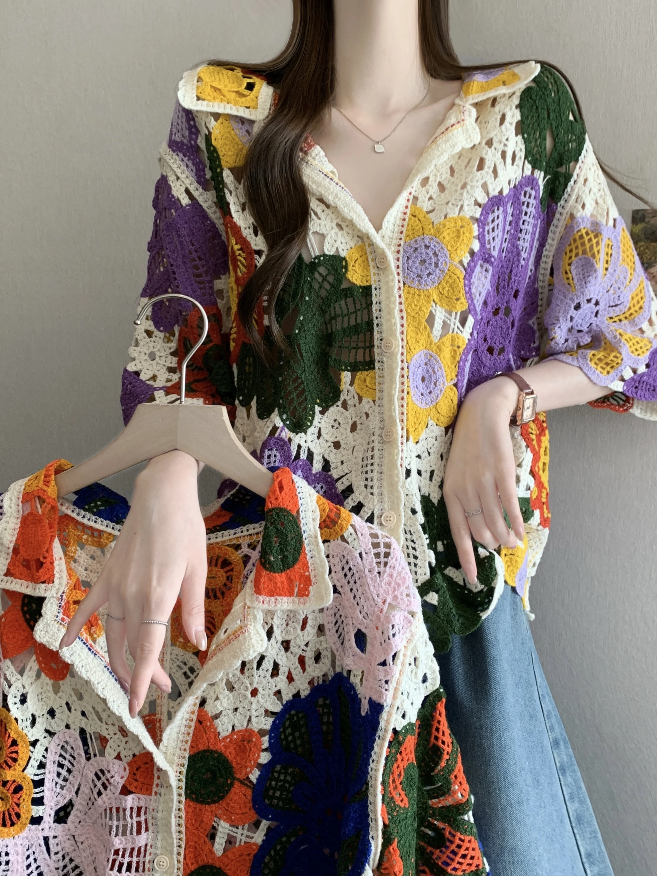 Embroidery Cardigan - 2026년 신상 한국 스타일 루즈핏 니트탑