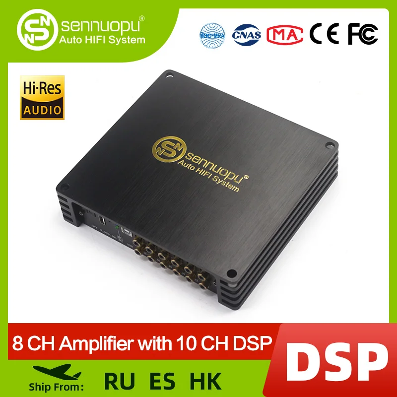 

Sennuopu DS-M10Pro Car Audio 8 CH Amplifier with 10 CH DSP Processor Bluetooth Amp Equalizer Amplificador Automotivio Sound