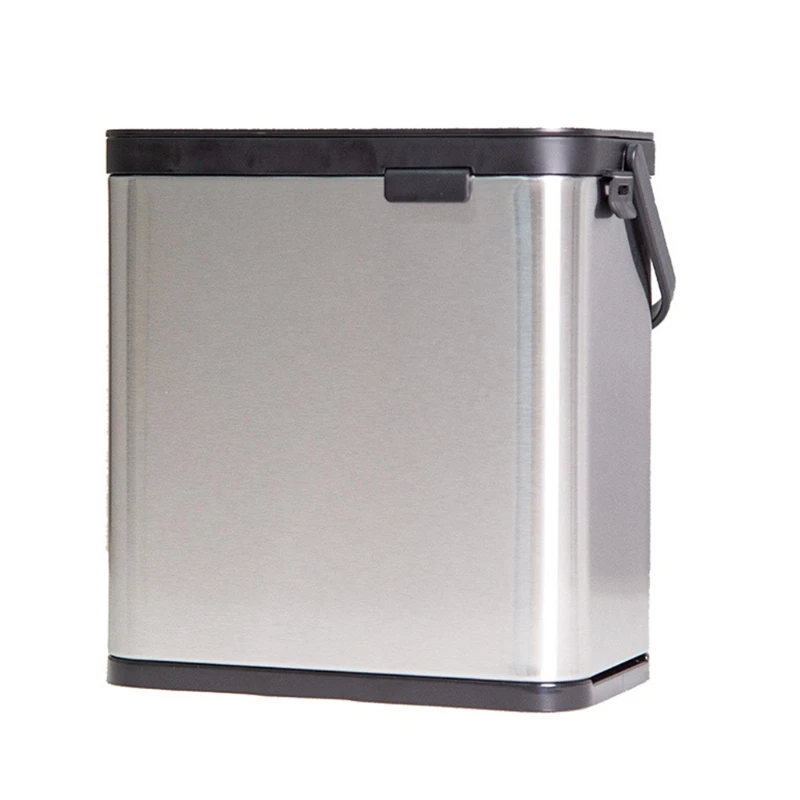 

for Creative Kitchen Hanging Trash Can with Lid Handle Cabinet Door Stainless Steel Garbage Bin Wall Mounted Rubbish Waste Paper