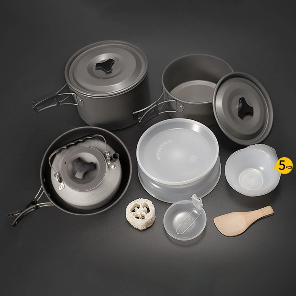 

Camping Cooking Supplies Camping Cookware Set Food-grade Aluminum Materials Non-Stick Coating Portable Camping Set