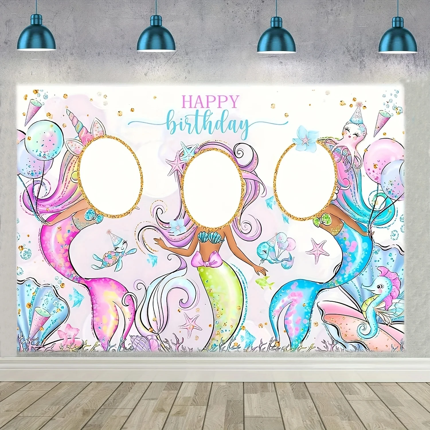 Mermaid background cloth mermaid balloon set mermaid colorful sequins paper scraps mermaid 87 piece balloon set