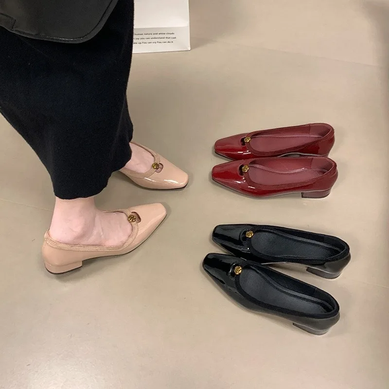 

Женские туфли Мэри Джейн из лакированной кожи с круглым носком, студенческие туфли на плоской подошве, новинка весны 2024, женские прогулочные туфли на плоской подошве, удобные женские туфли