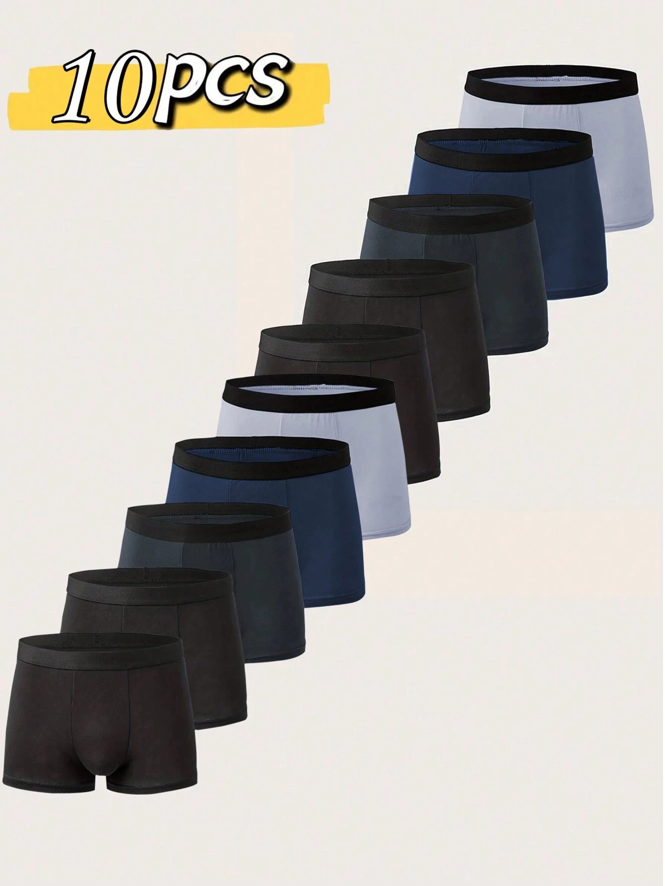 

10Pcs Men's Boxer Briefs Solid Color Fashion Underwear High Stretch Panties Boxer Shorts Breathable Soft Comfortable Men Shorts