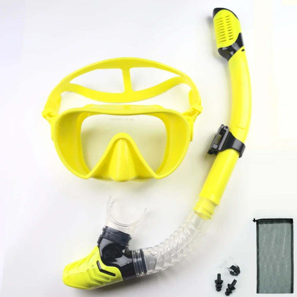 

Scuba Diving Mask Snorkel Set For Adults Tempered Glass Professional Panoramic Snorkeling Gear Swimming Training Snorkel Kit