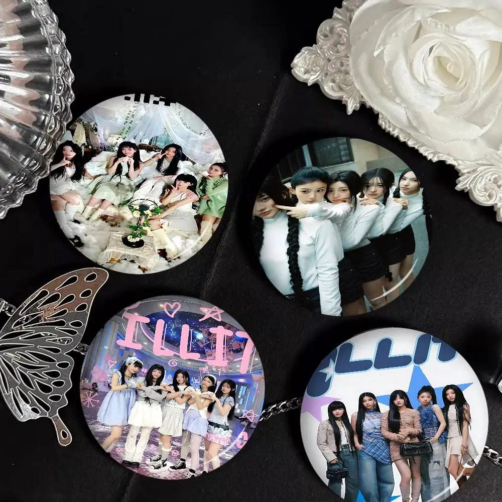 Kpop Group I-ILLIT Photo Brooches Creative Round Badge Gifts Pins 32/44/58mm